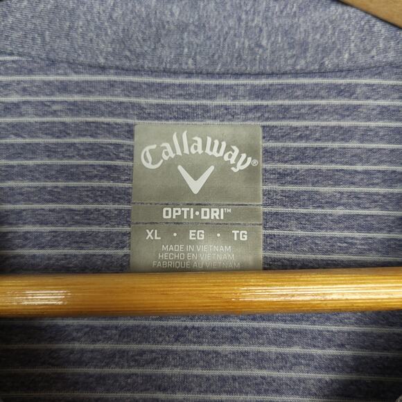 Callaway Opti-Dri Men's Short Sleeve Golf Polo Shirt XL Logo Striped Gray White - Picture 3 of 8